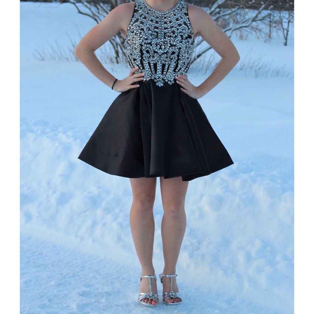 Black Dress with Silver Beading